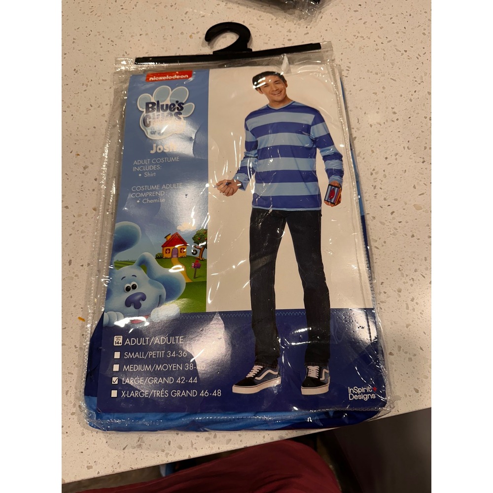 Nickelodeon Blues Clues & You Josh Adult Costume Shirt Blue Striped Large 42-44